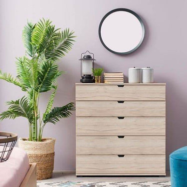 Elegant Limone Oak Effect Six-Drawer Wide Chest for Spacious Bedroom Storage - UK Luxury Furniture